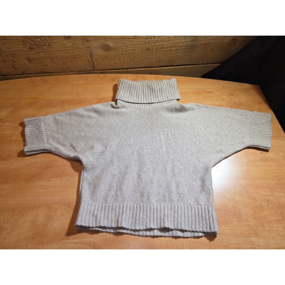 Only Mine 100% Cashmere Turtleneck Sweater Short Sleeve Dolman Oatmeal Beige XS
